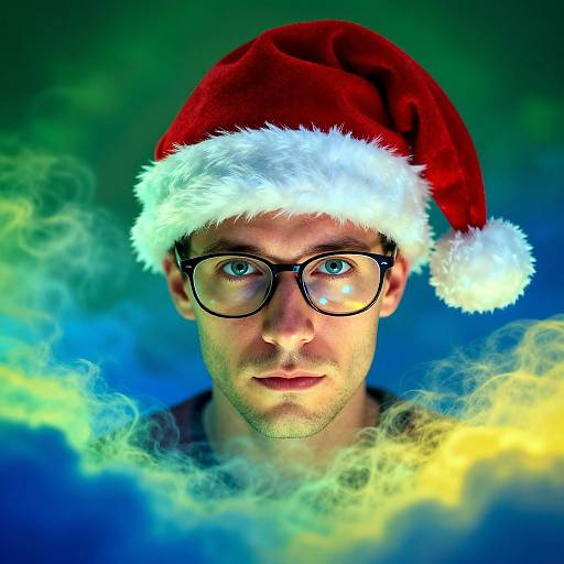 Dreamlike Man in Santa Hat