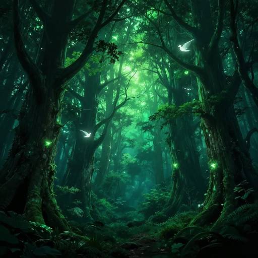 Mystical Bioluminescent Forest Scene