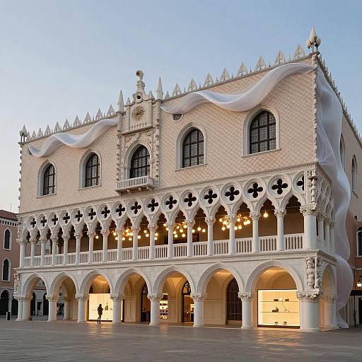 Venetian Palace with Parametric Draped Mesh Design