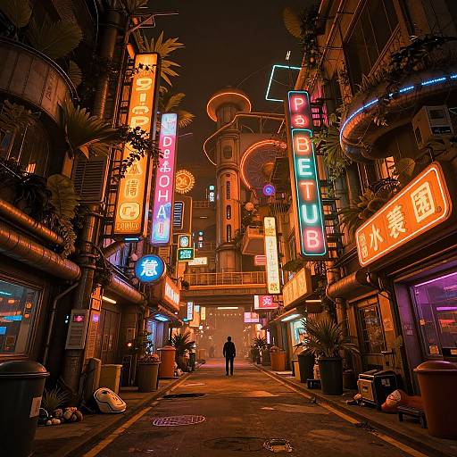 Futuristic Neon Cyberpunk Street Scene