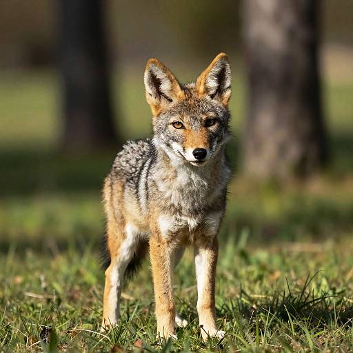 Sunlit Playful Coyote Pup Portrait