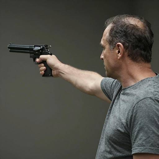 Intense Side Profile of a Man Aiming