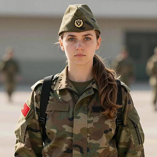 Young Woman in Military Uniform Portrait