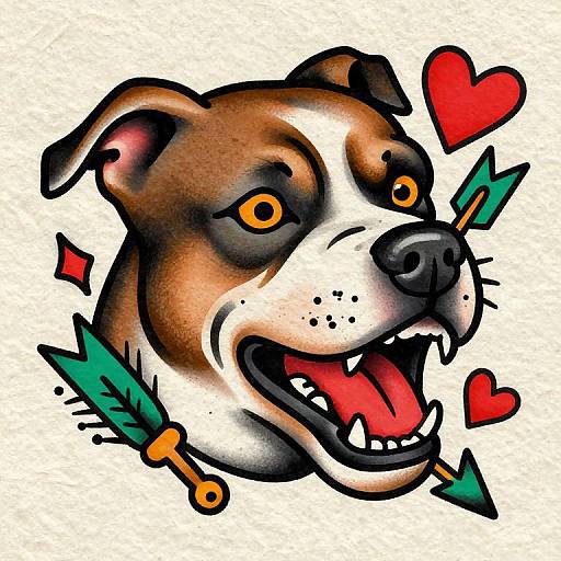 Traditional Pitbull Tattoo Design