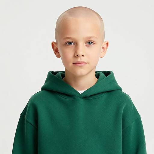 Young Boy in Layered Green Hoodie