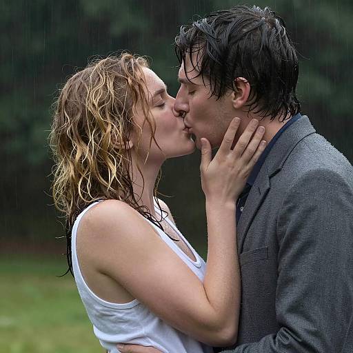 Passionate Rainy Kiss Portrait