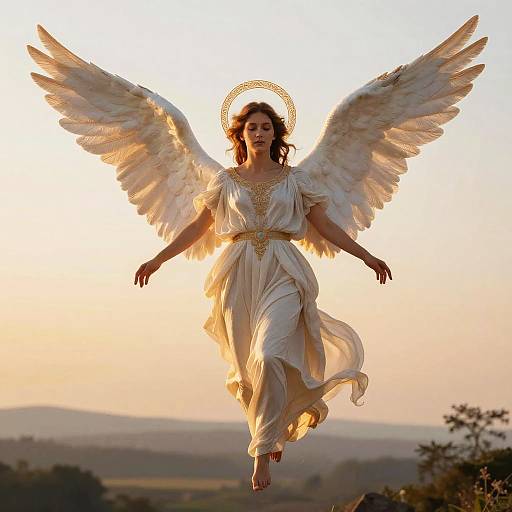 Radiant Angel Above Tranquil Sunrise