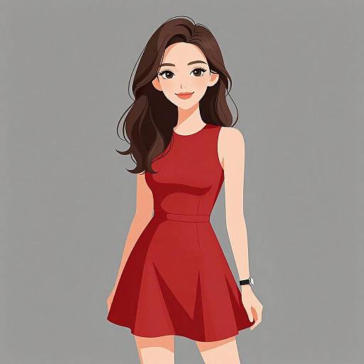 Smiling Woman in Chic Red Dress