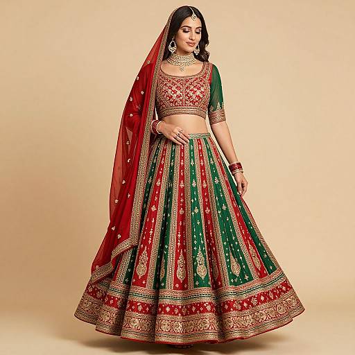 Indian American Woman in Traditional Lehen