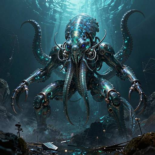 Gargantuan Cybernetic Kraken in Giger Style