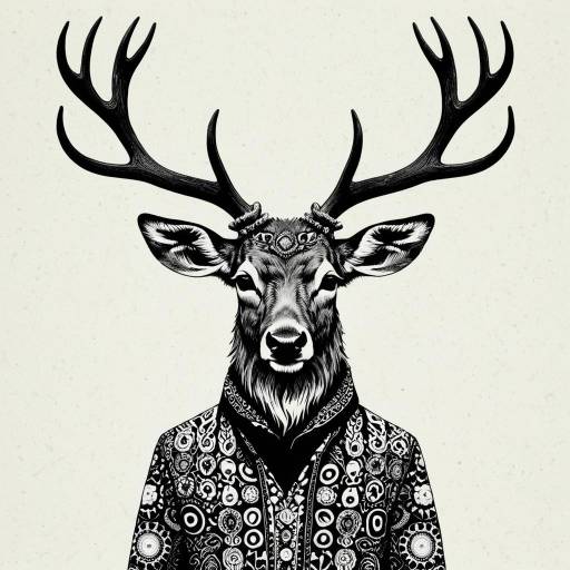 Ornate Anthropomorphic Deer Illustration