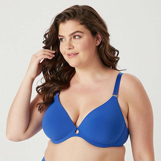 Elegant Plus-Size Woman in Blue Bra