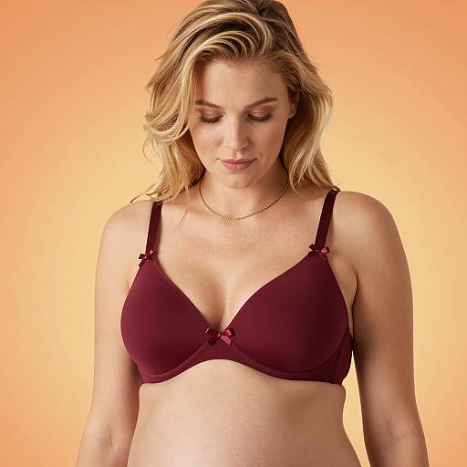 Pregnant Woman in Maroon Bra Portrait