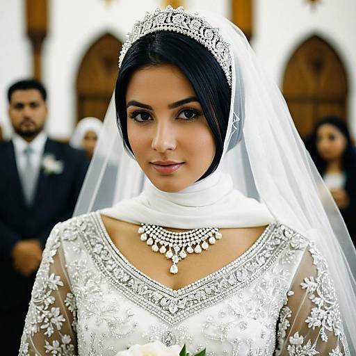 Elegant Bride in Muslim Wedding Dress