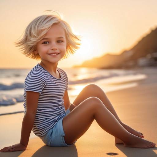 Joyful Child by a Sunset Beach