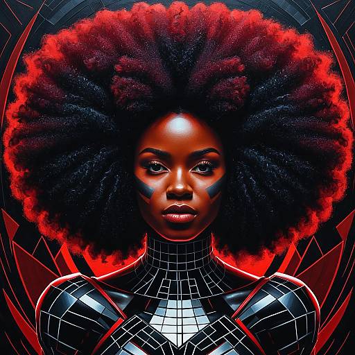 Cyber Gothic Woman with Surreal Afro