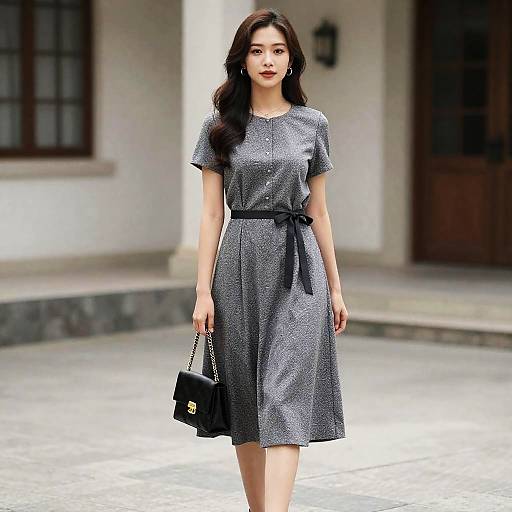 Elegant Woman in Courtyard Dress