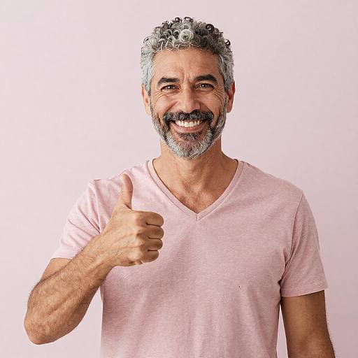 Friendly Smiling Man in Pink T-Shirt