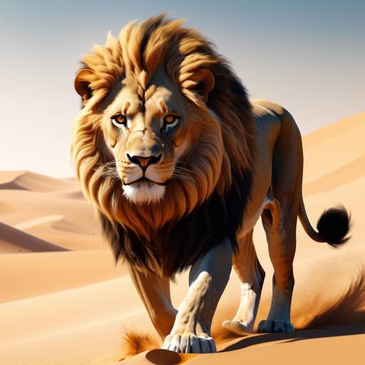 Majestic Lion in Sahara Dunes Art Majestic Lion in Sahara Dunes Art