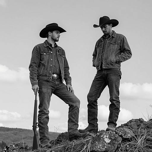 Dramatic Black and White Cowboy Portrait