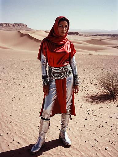 Sahara Woman in Red Silver Outfit