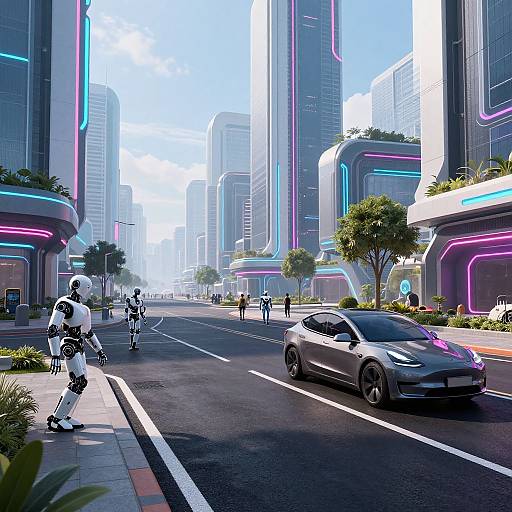Futuristic Cyber City Neon Landscape