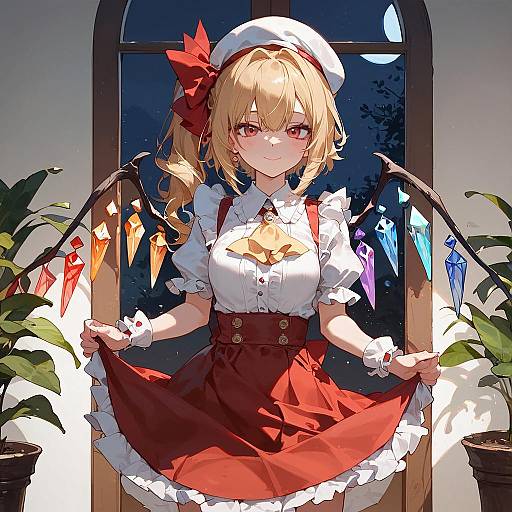 Flandre Scarlet Nighttime Bedroom Cowboy Shot