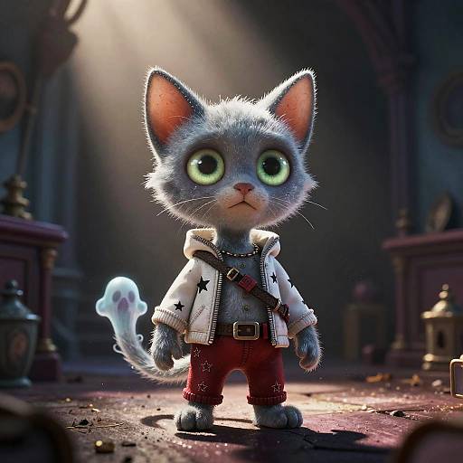 Spectral Cat in Haunted Manor