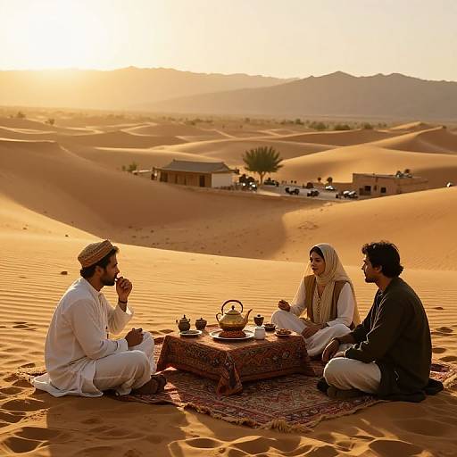 Cinematic Pakistani Desert Tea House