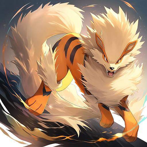 Illustration of Arcanine, pokemon in the style of Kagachi saku