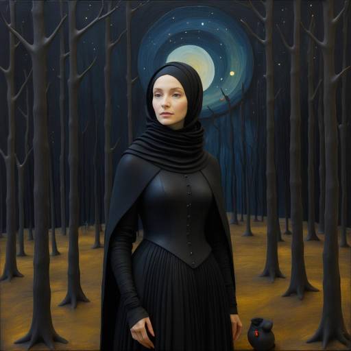 Surreal Woman in Nighttime Forest