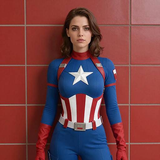 Female Superhero in Star-Spangled Suit