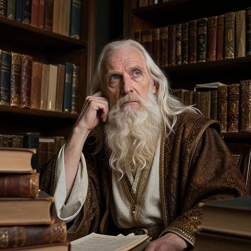 Portrait of a Sage in Ancient Library