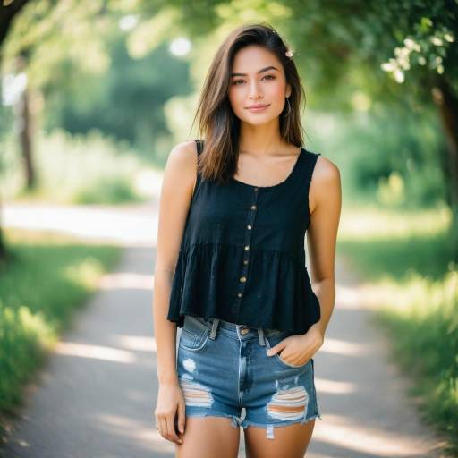 Young Woman in Casual Summer Outfit Outdoors