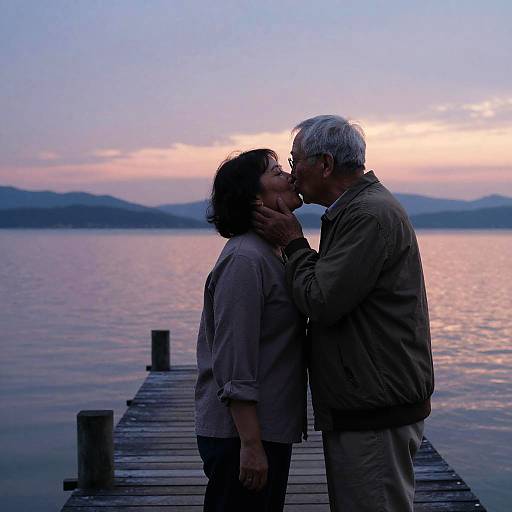 Elderly Love Under Twilight Sky