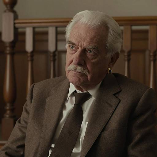 Intense Elder Man in Wooden Setting