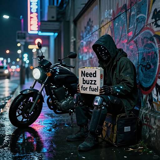 Futuristic Gritty Neon City Street