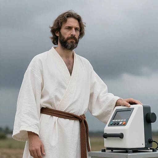 Portrait of a Man with Mechanical Device