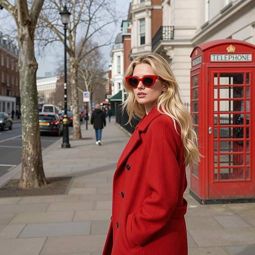 Urban Fashion: Blonde in Red Attire