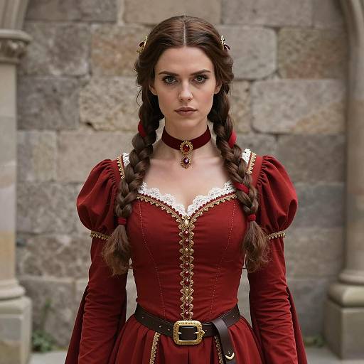 Medieval Fantasy Woman in Red Widow Costume