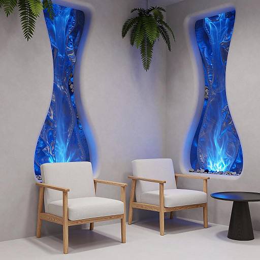 Modern Minimalist Interior with Blue Lava Wall Features