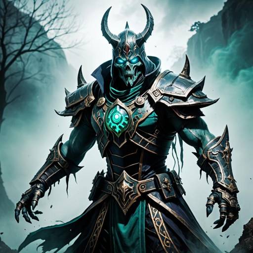 Dark Fantasy Warrior with Horned Helmet