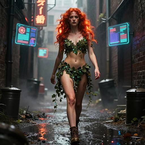 Fiery Rebel in Bioluminescent Alley