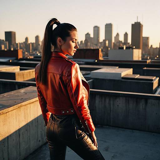 High Fashion Model on Urban Rooftop