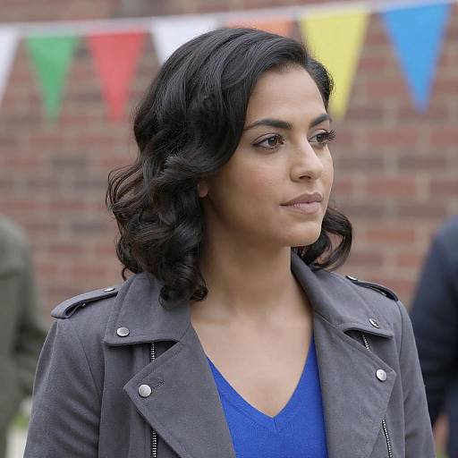 Casual Woman with Wavy Hair Outdoors