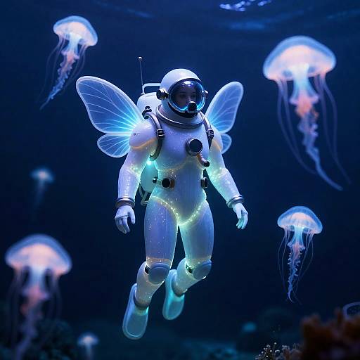 Bioluminescent Deep-Sea Explorer Fantasy