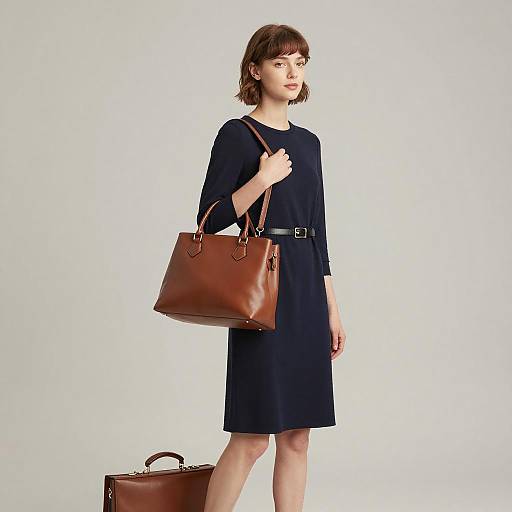 Professional Young Woman in Navy Dress