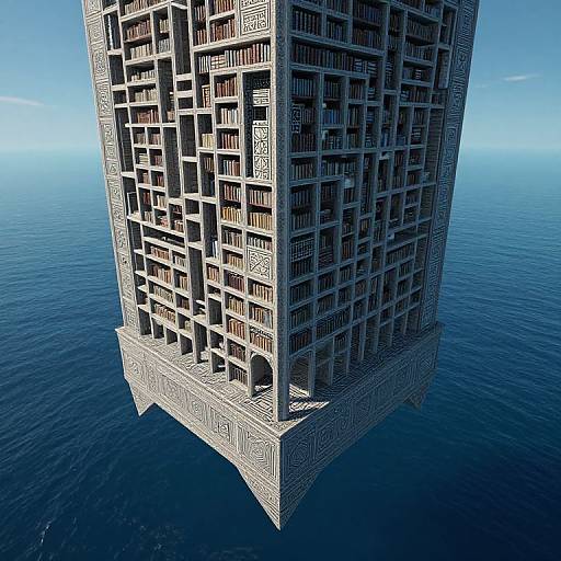 Enigmatic Library in Celestial Ocean