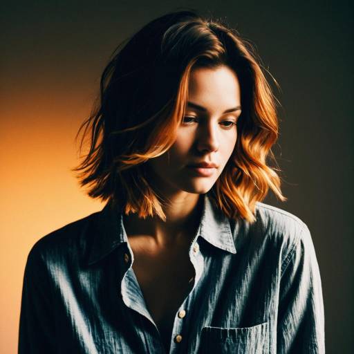 Fashion Model with V-Cut Layers Hairstyle