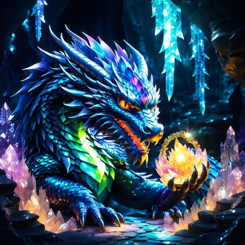 Fierce Dragon in Glowing Cavern